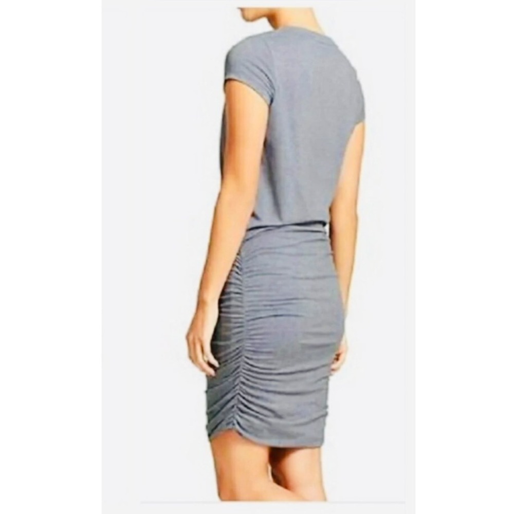 Athleta Topanga T-Shirt Dress, Heathered Gray V-Neck, Ruched Side, Drop Waist - Picture 13 of 13